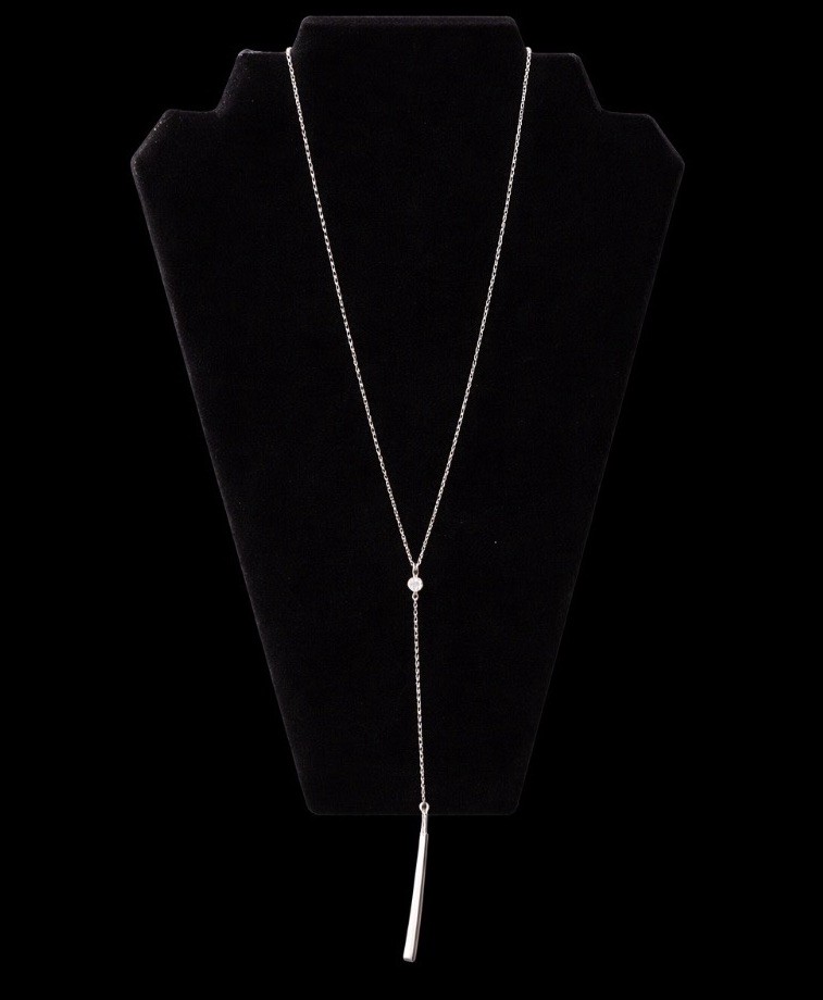Sterling Silver Lariat Necklace Bar Pendant Minimalist Y Drop Modern Capsule