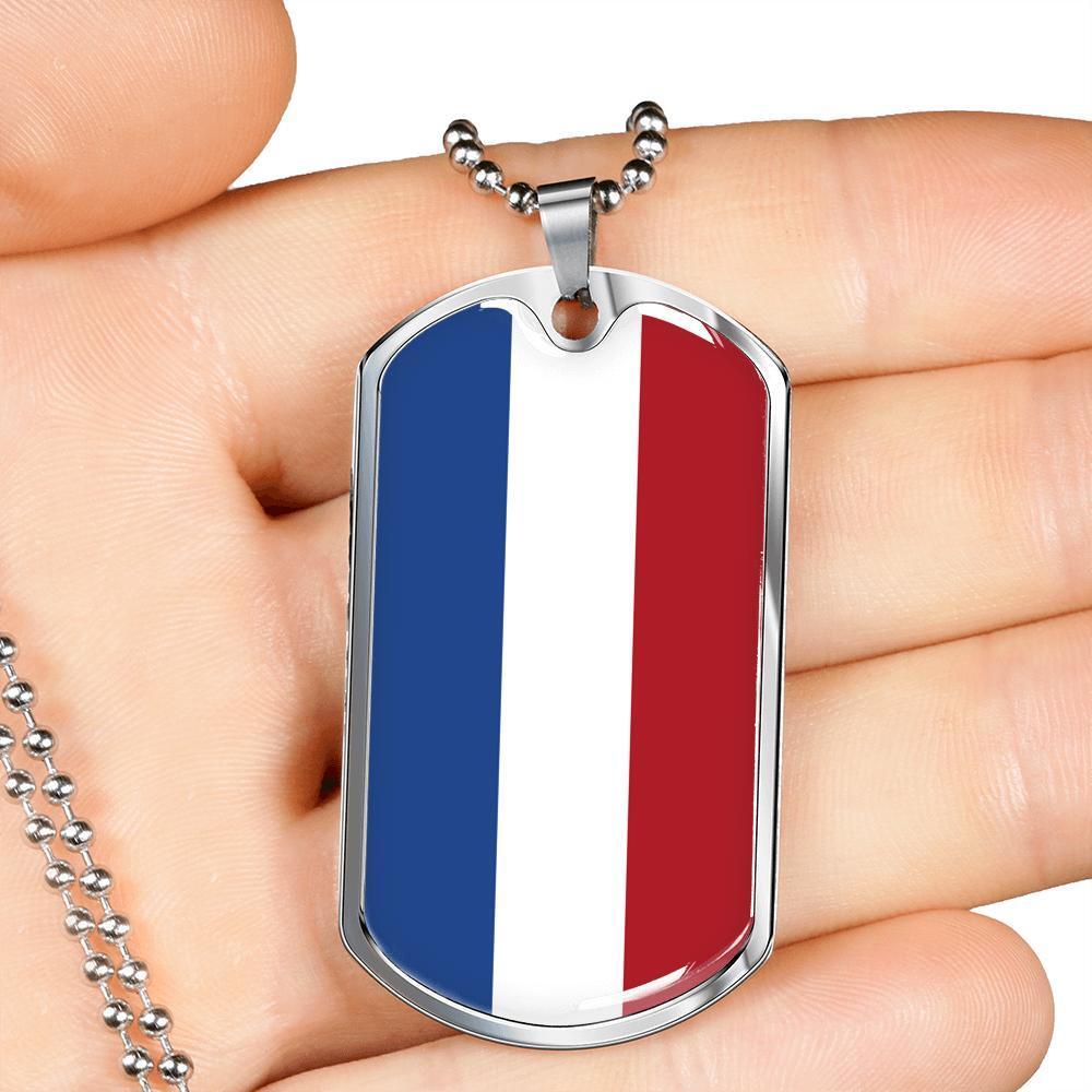 Netherlands Flag Necklace Netherlands Flag Dog Tag Necklace Stainless Steel 24″