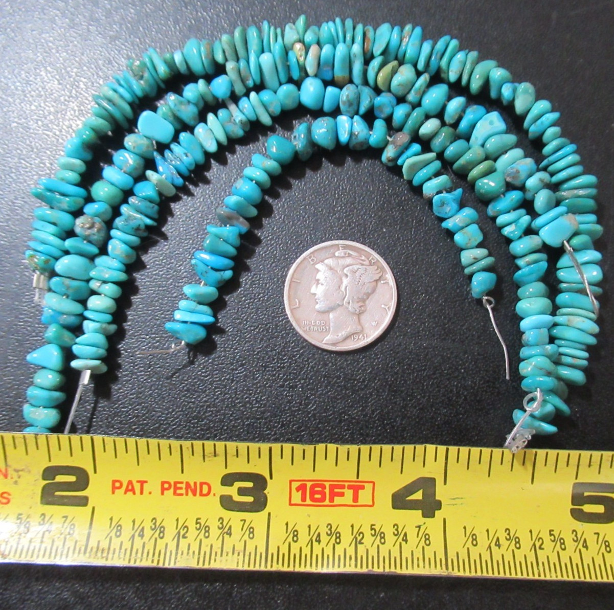 4 ARIZONA TURQUOISE STRANDS = 19 INCHES NUGGETS: 3X3mm TO 8X4mm #880