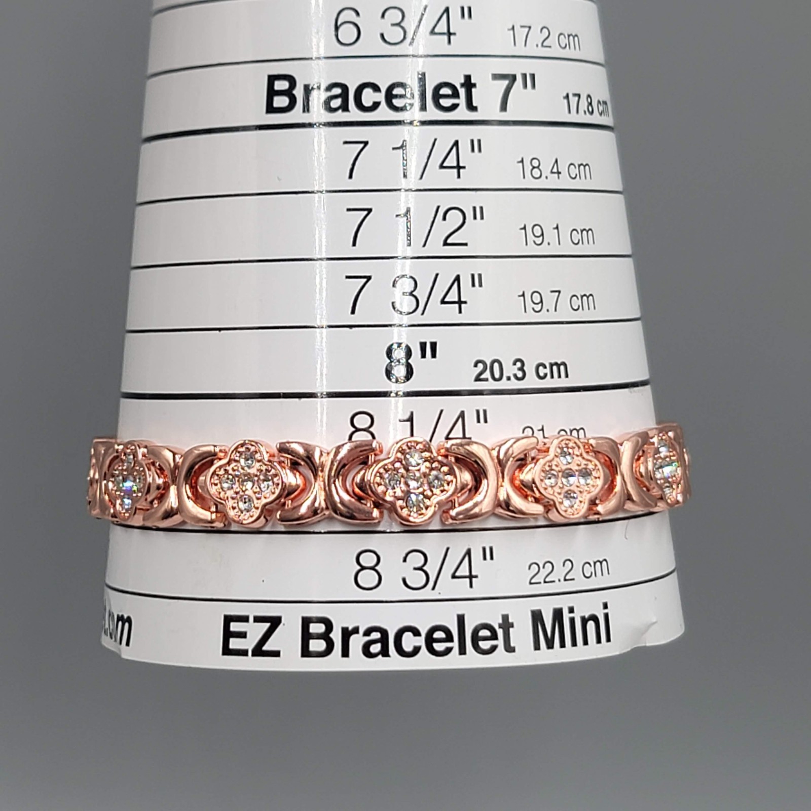 Rose Gold Tone Flower Tennis Bracelet Womens 8.5 In Rhinestone Magnetic Jewelry