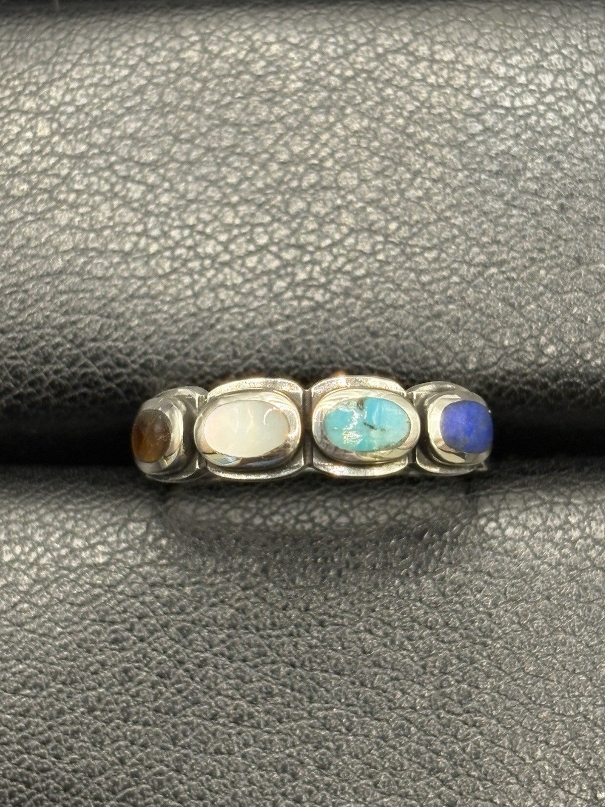New Condition Sterling Silver Multi Genuine Gemstone Ring Size 7 G6