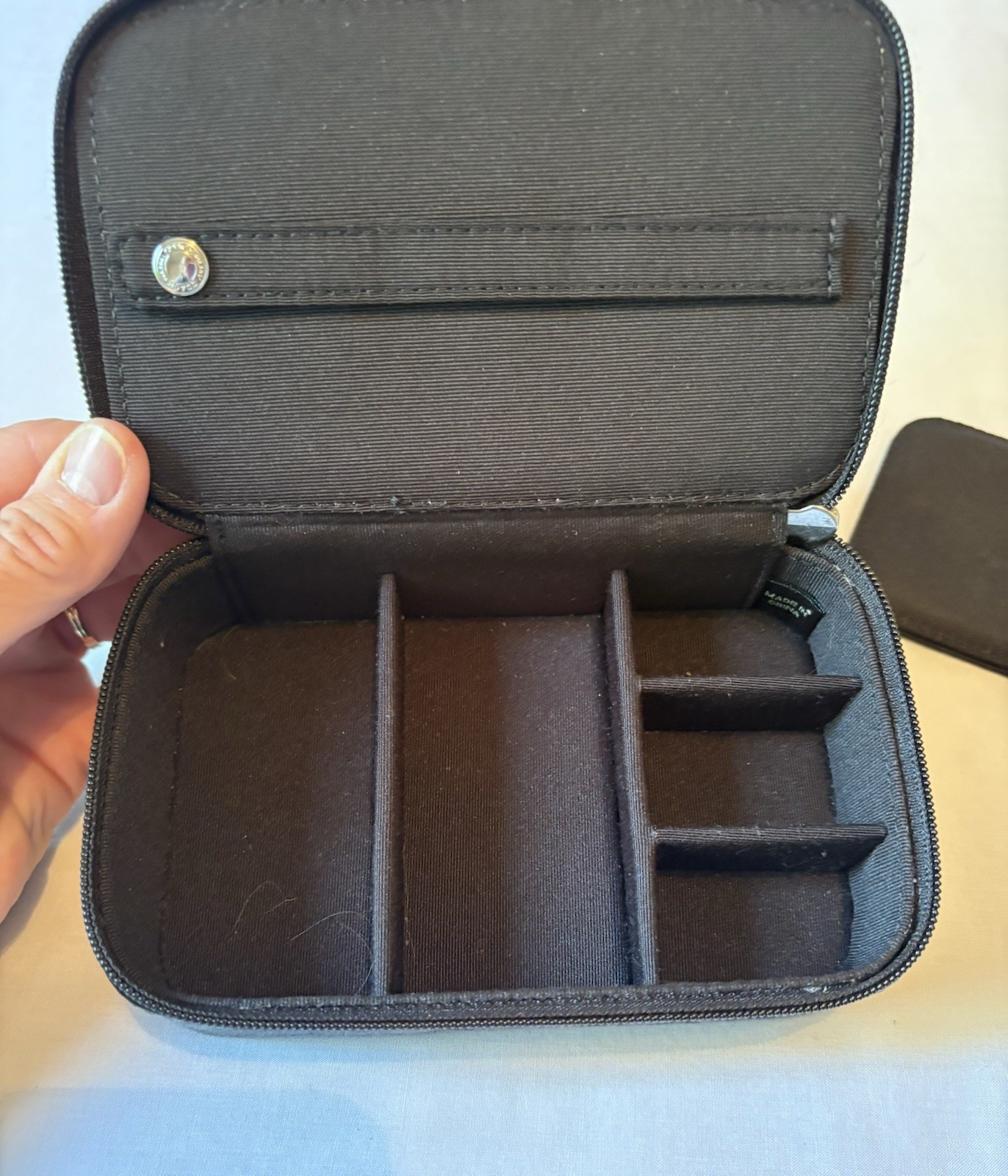 Authentic COACH Signature Monogram Travel Zip Around Jewelry Case BLACK