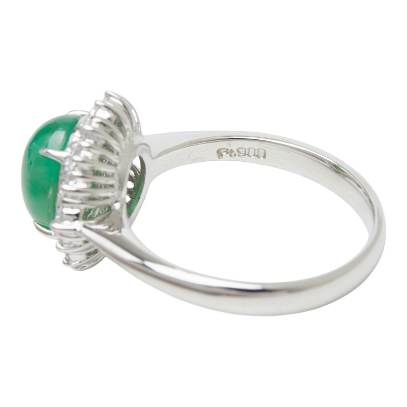 AUTHENTIC Ring ring Pt900 Platinum/Jade #13(JP Size) Women