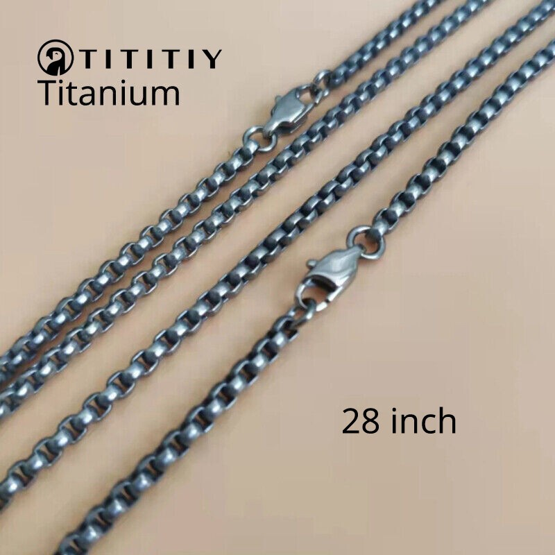 Pure Titanium Box Chain Necklace 3mm Unisex Anti Allergy Skin Care Health 28″