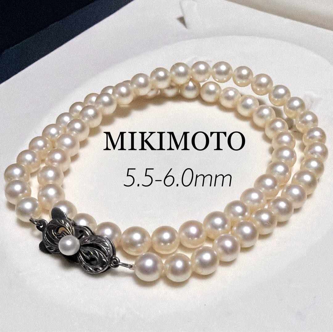 MIKIMOTO Akoya Pearl Necklace White Cream 5.5-6.0mm 38cm Silver 18.9g