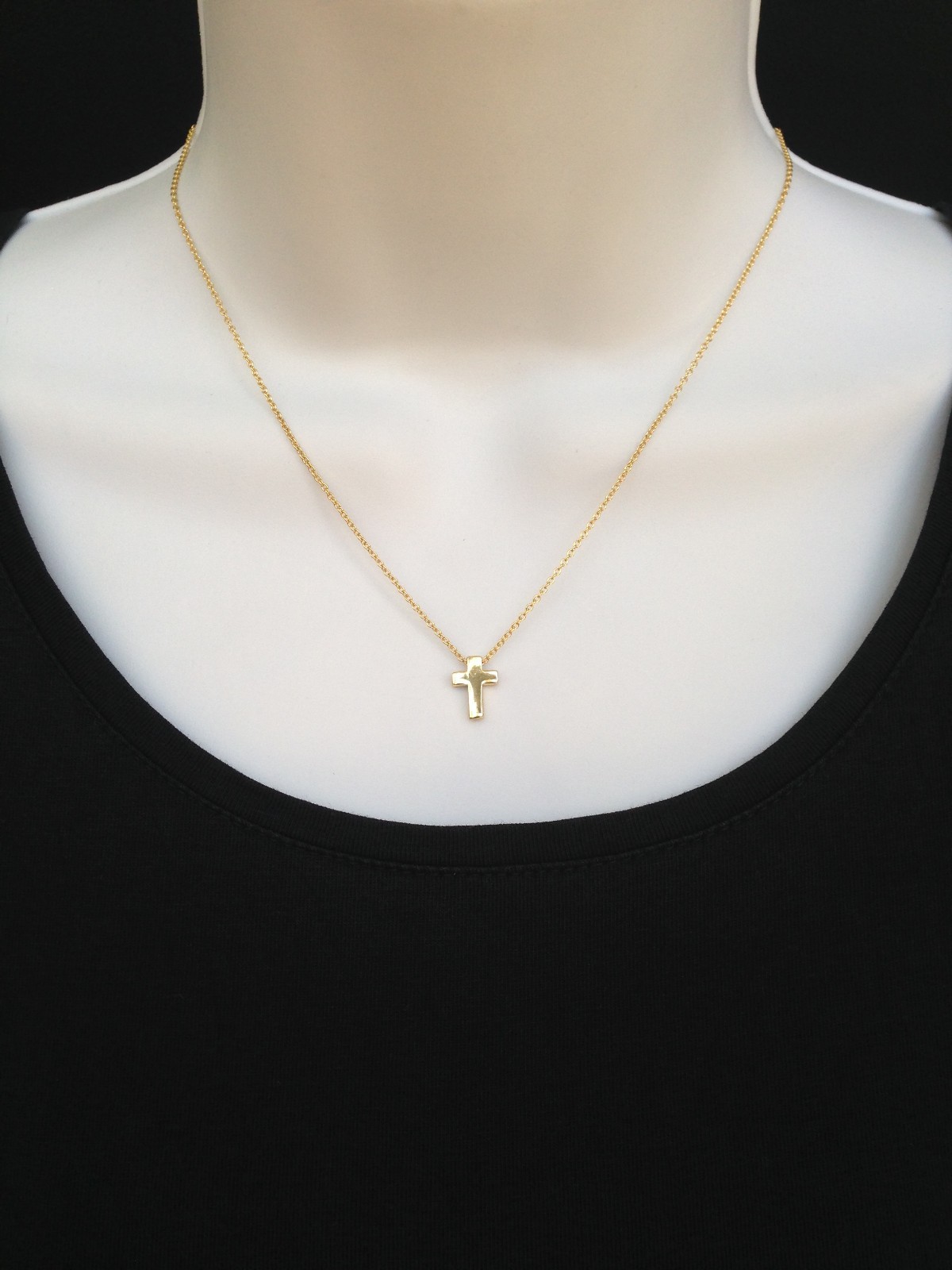 Sterling Silver 925 Small Tiny Plain Cross Pendant Necklace Slide 11mm 18″ Women