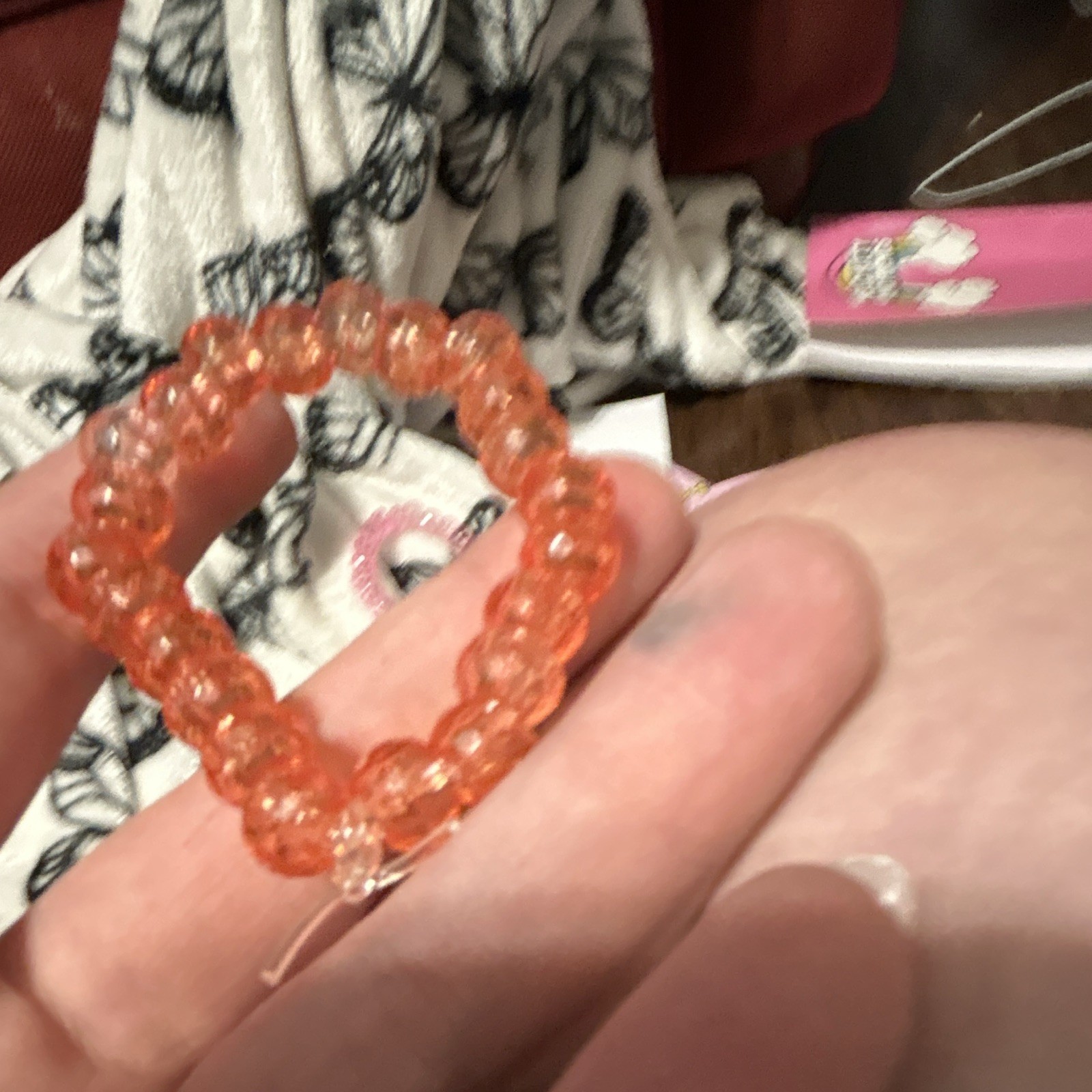 Orange sparkly bracelet better beads coming soon