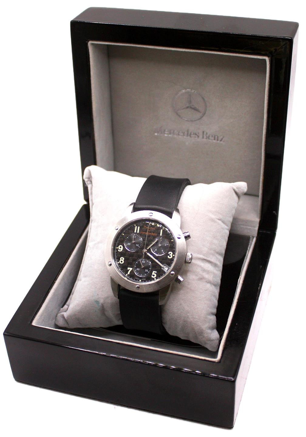 Men’s Mercedes Benz Watch 467-280 Black Dial, Date, Chrono Resin Band