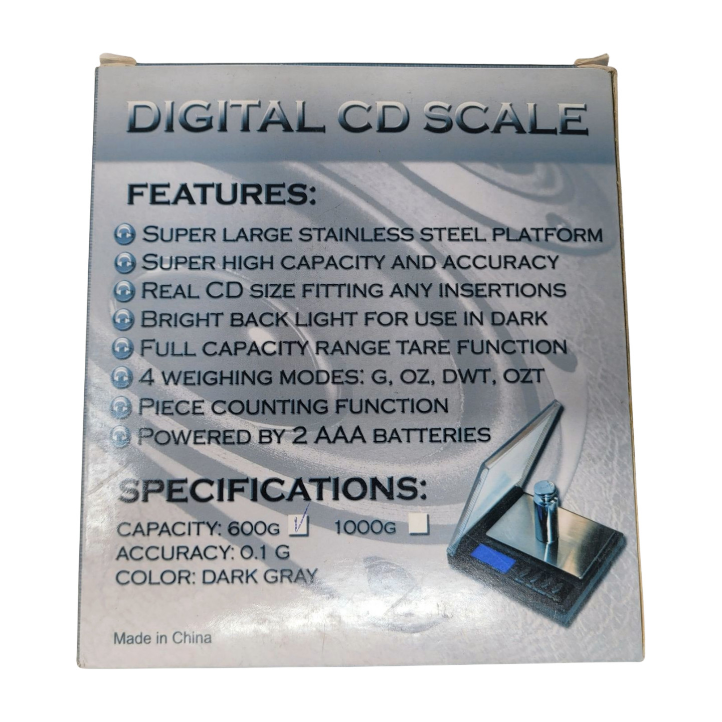 Digi Weigh DW-600BD CD Lets Rock Compact Digital Scale 600G