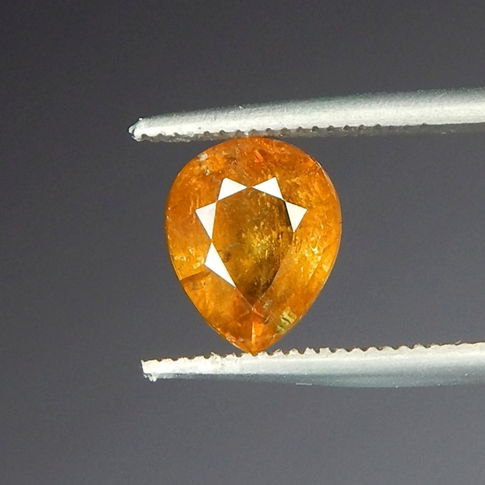 2.6ct Vivid Orange Sphene Natural Earth Mined Unheated Faceted Pear Ceylon