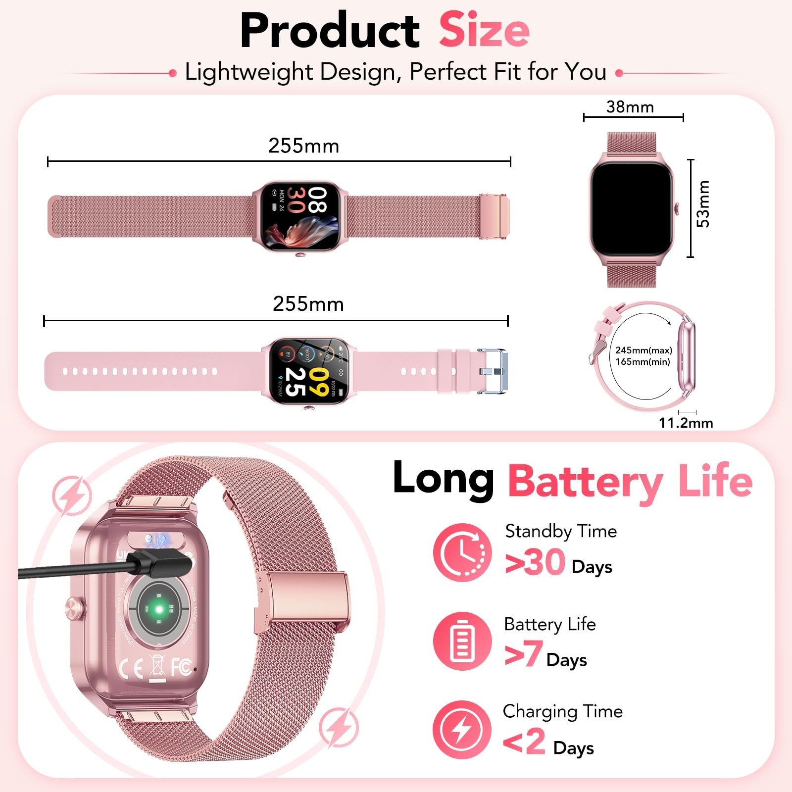 Smart Watch 1.85 Inch HD Fitness Tracker Heart Rate Sleep Monitor Waterproof…