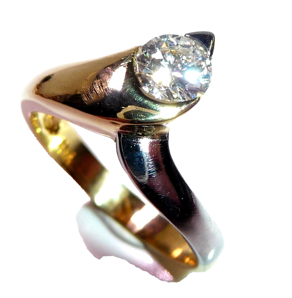 Ring 750 Gold 0.70 ct. Diamond Size 59/ 18.8mm 5.9 Grams G/P Excellent Condition