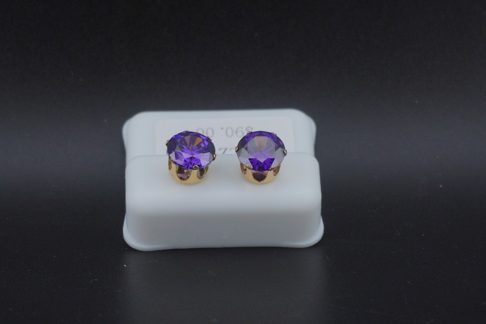 Earrings – CVV-CS 10mm “Approx 2CT. Size” in Brilliant Purple – Standard Backs