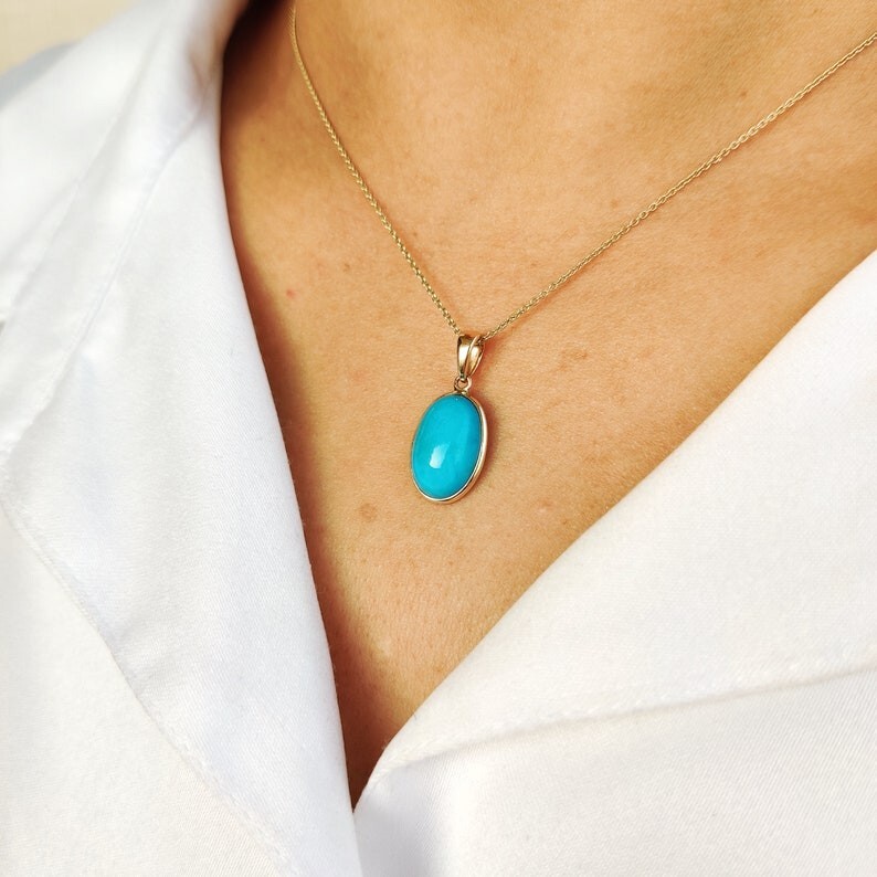 Gold Plated Sleeping Beauty Turquoise Pendant, Turquoise Sterling Silver Pendant