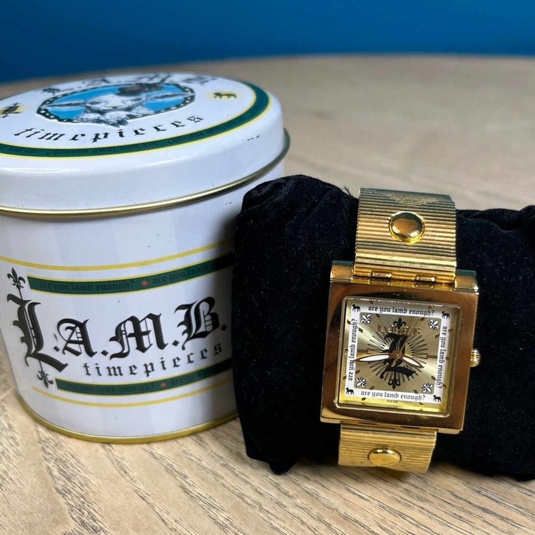 L.A.M.B. Vintage Y2K Gold Tone Watch Gwen Stefani Square Face Swiss Movement