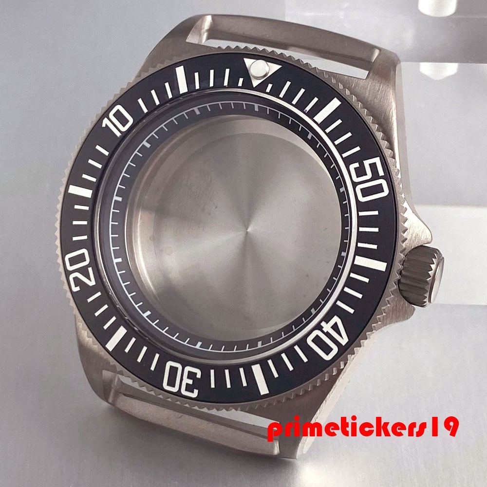 Titanium 42mm Dive Watch Case Black Bezel Sapphire Fit NH35 NH36 NH38 Movt 20BAR