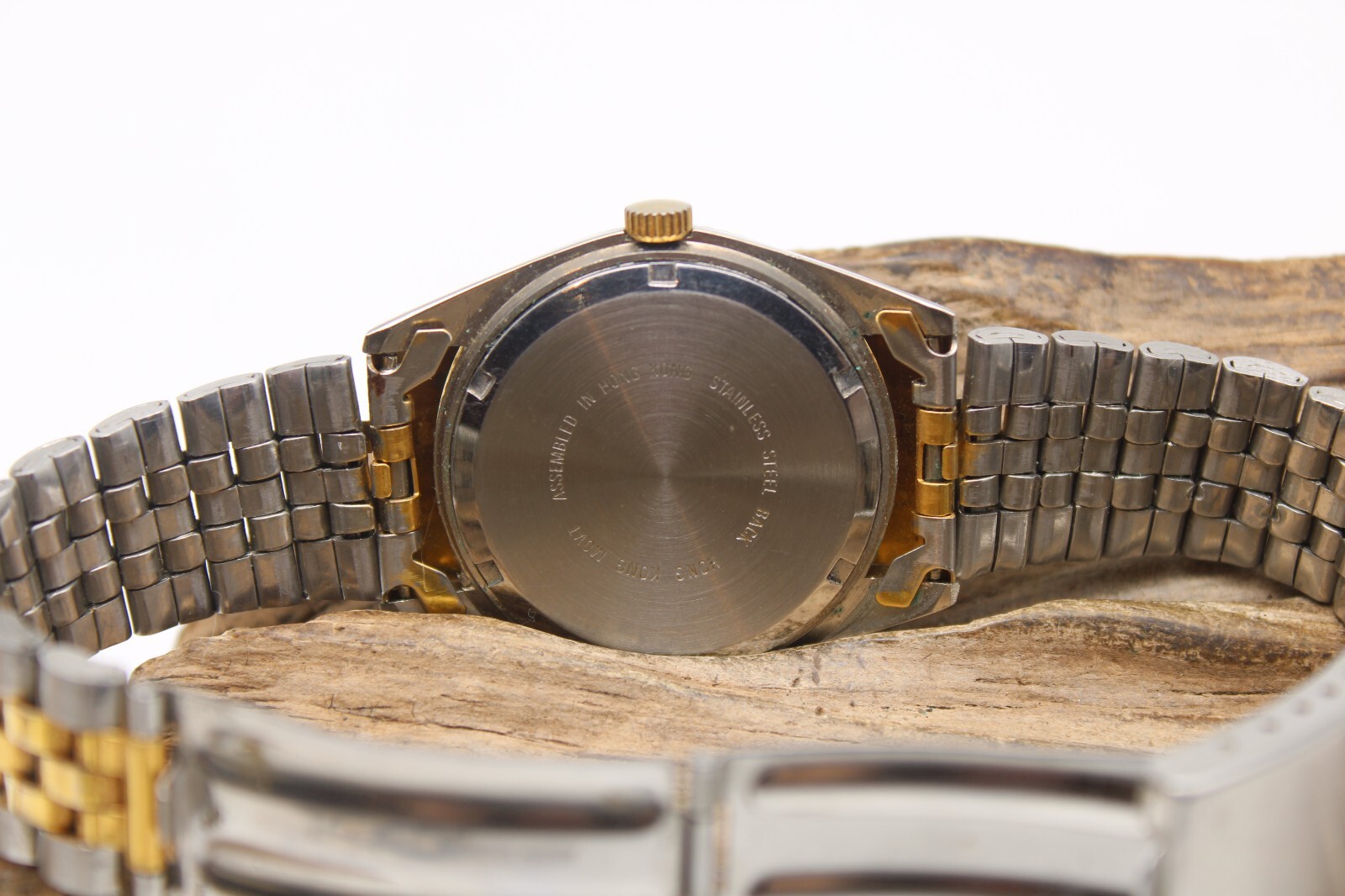 GENEVA QUARTZ TWO-TONE VINTAGE MEN’S WATCH 35.4mm 18.6mm LUG FOR REPAIR (JC2)