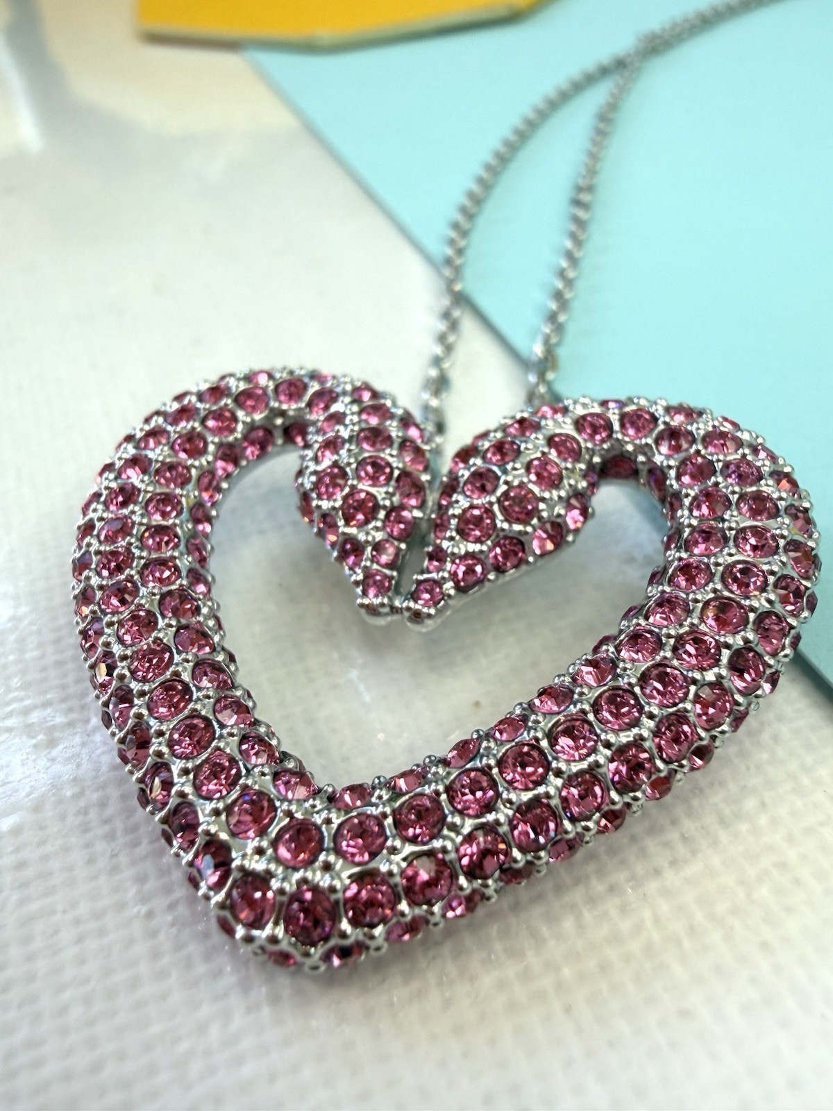 SWAROVSKI Heart Necklace Sublima Pendant Large Pink Crystals New Boxed