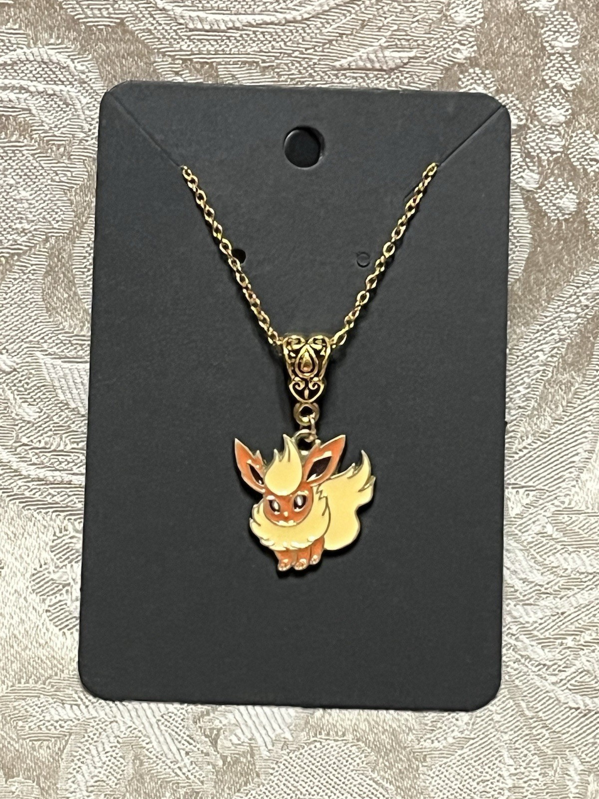 Japanese Anime Pokemon Flareon Video Game Enamel Drop Dangle Adorable Necklace