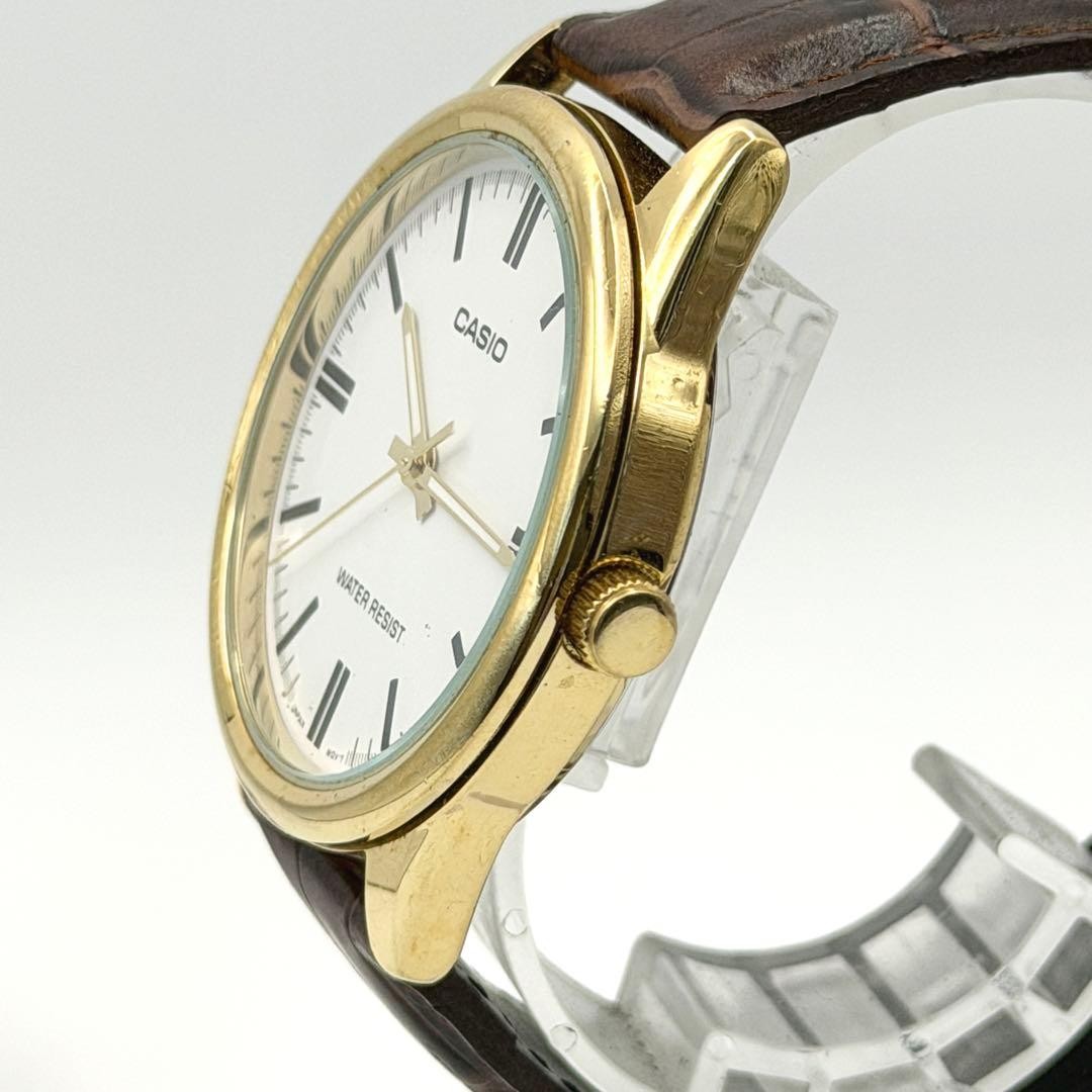 CASIO MTP-V005 Quartz Watch, Gold with White Dial