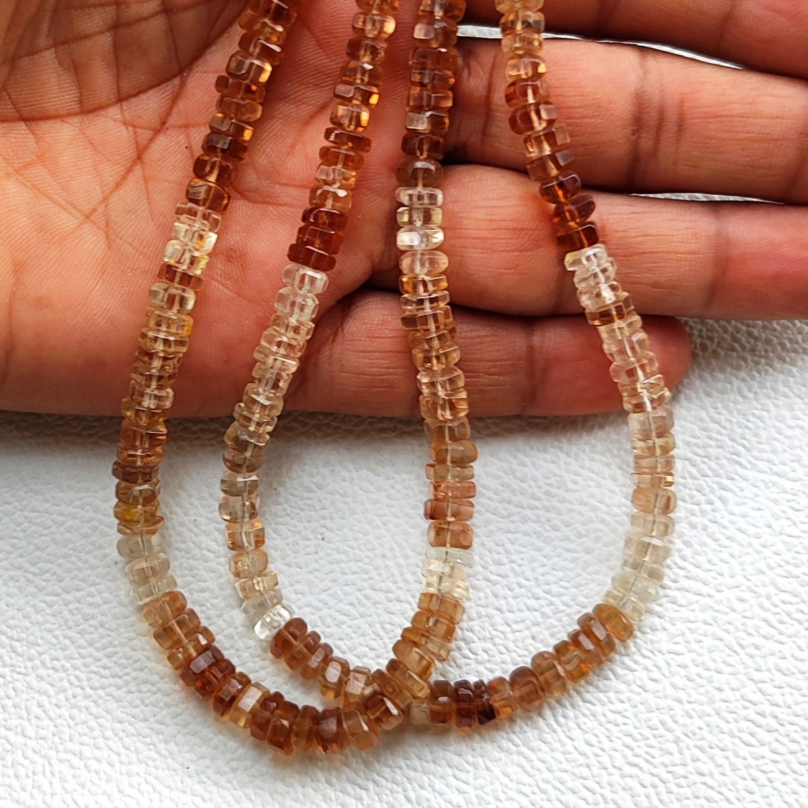 Natural Brazil Imperial Topaz 5mm Faceted Bolt Shape Beads 16″ Gem Strand