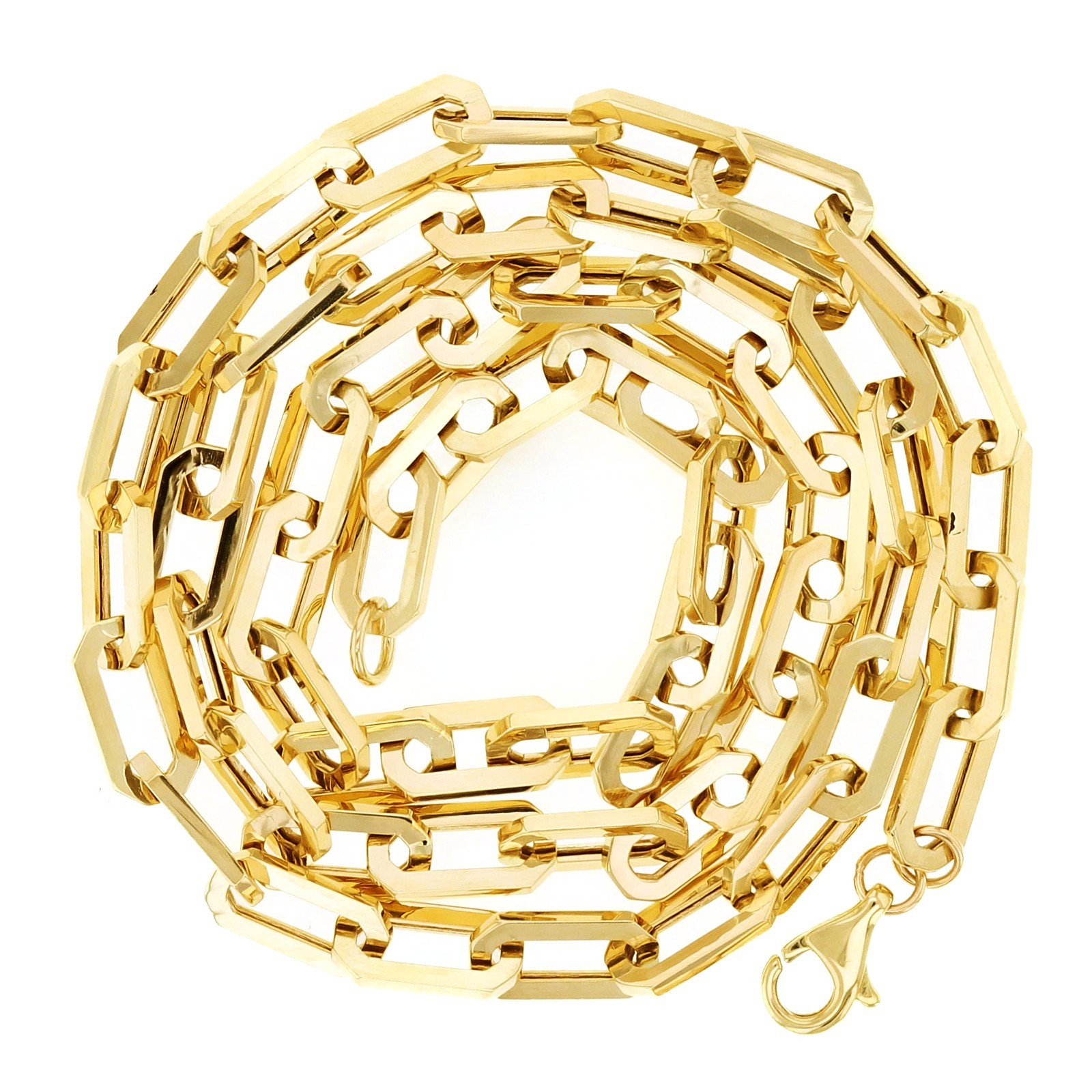Italian 14k Yellow Gold Paper Clip Link Chain Necklace 18″ 5mm 6.3 grams