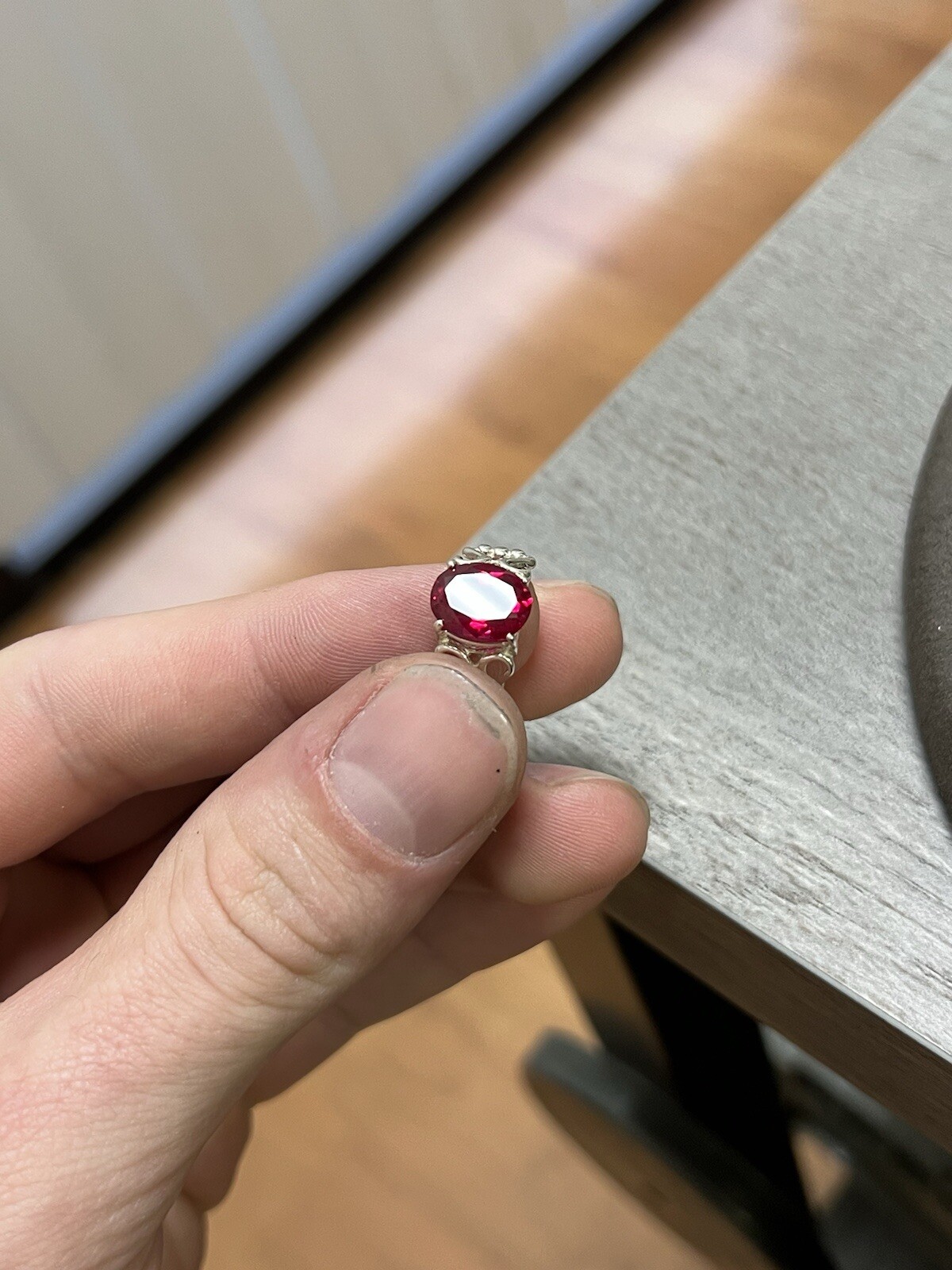 925 Sterling Silver Ruby Red Color Ring 3.2 Grams Size 5