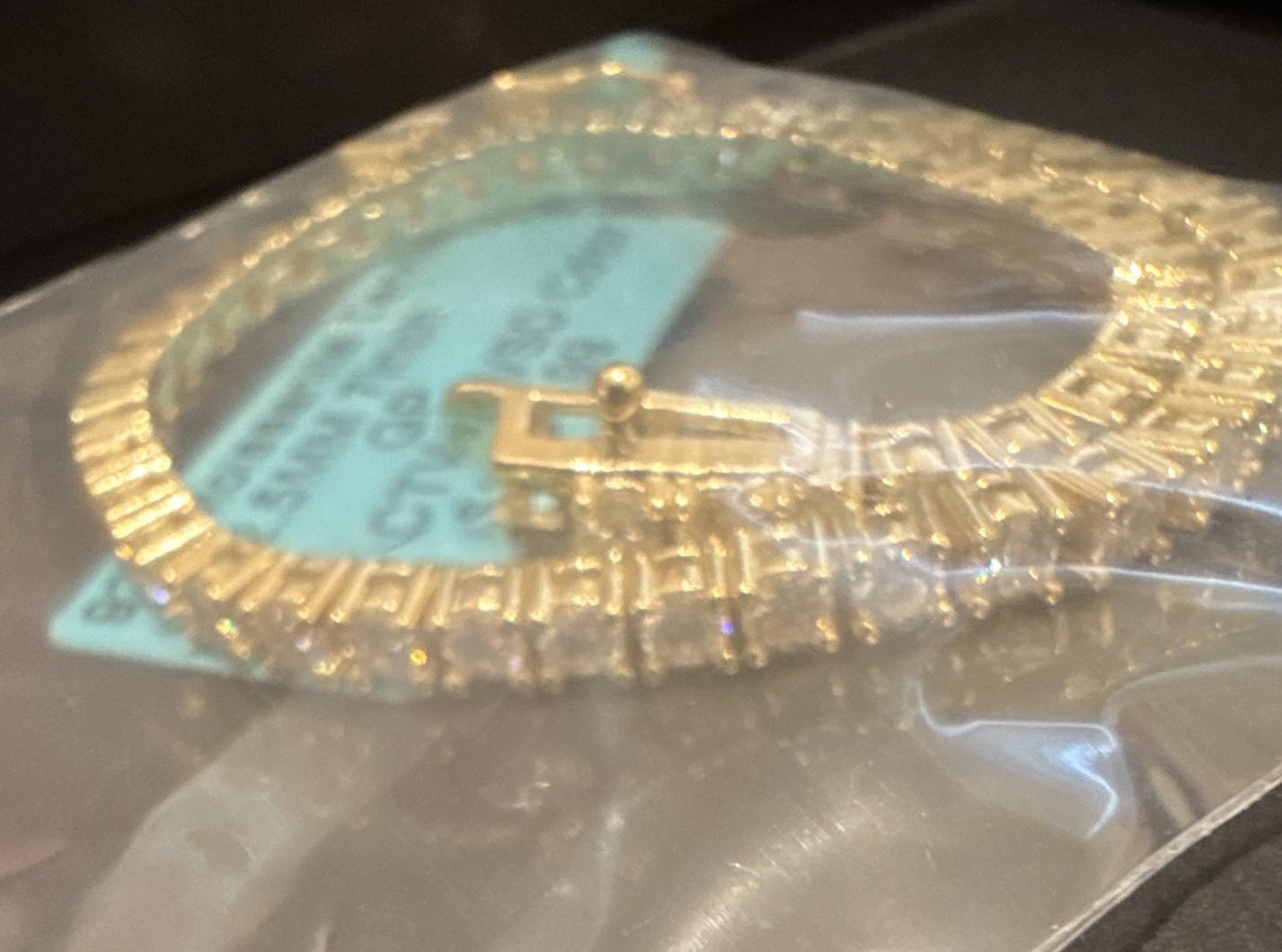 Yellow Gold Plated Tennis Bracelet Clear Round CZ 2.5mm 7in Box Clasp