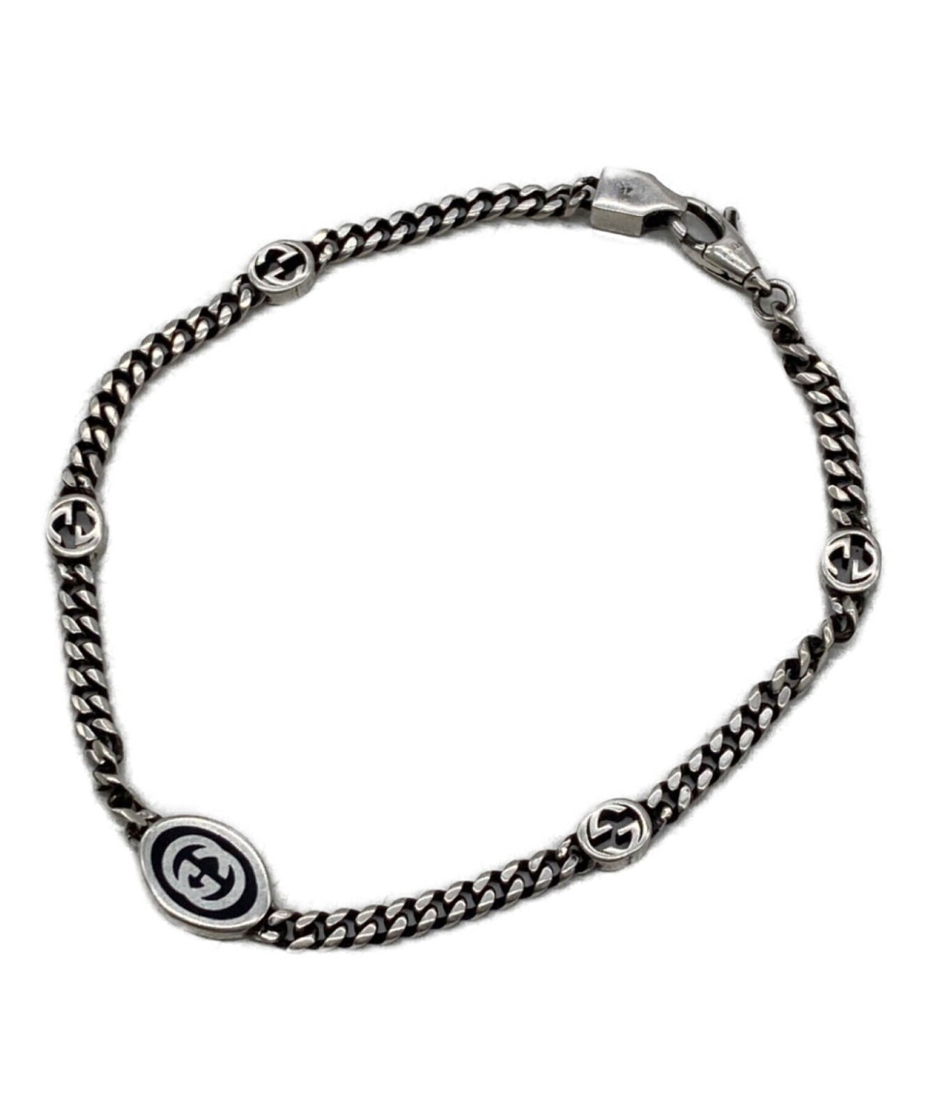 Gucci Interlocking G Sterling Silver 925 Curb Link Bracelet for Men 6.3 in