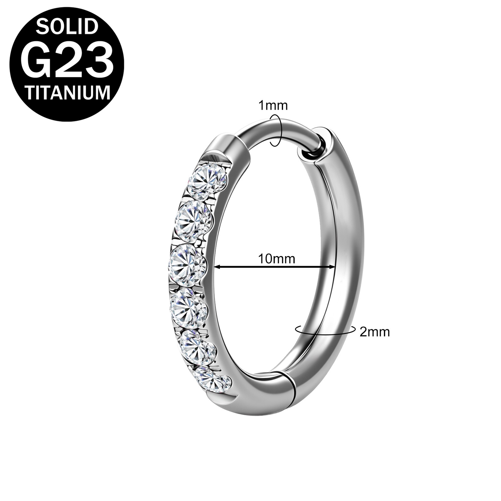 1 Pair 18g G23 Titanium Hoop Earrings Crystal Ear Helix Conch Piercing Jewelry