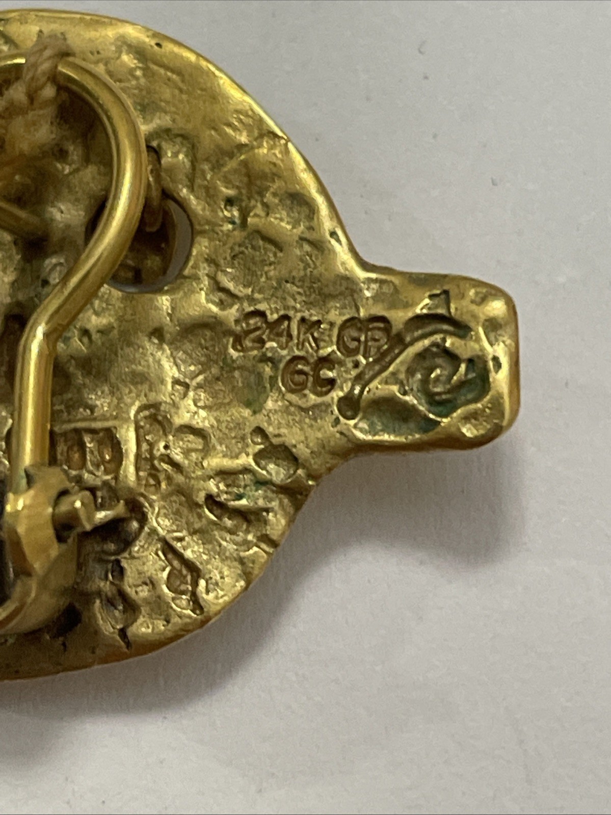 24K GP Mask Earrings Omega Back