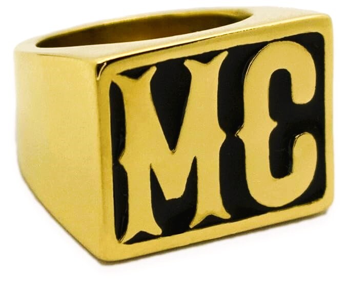 MC LG Solid Gold Motorcycle Club Biker Ring Sz 7 thru 15,