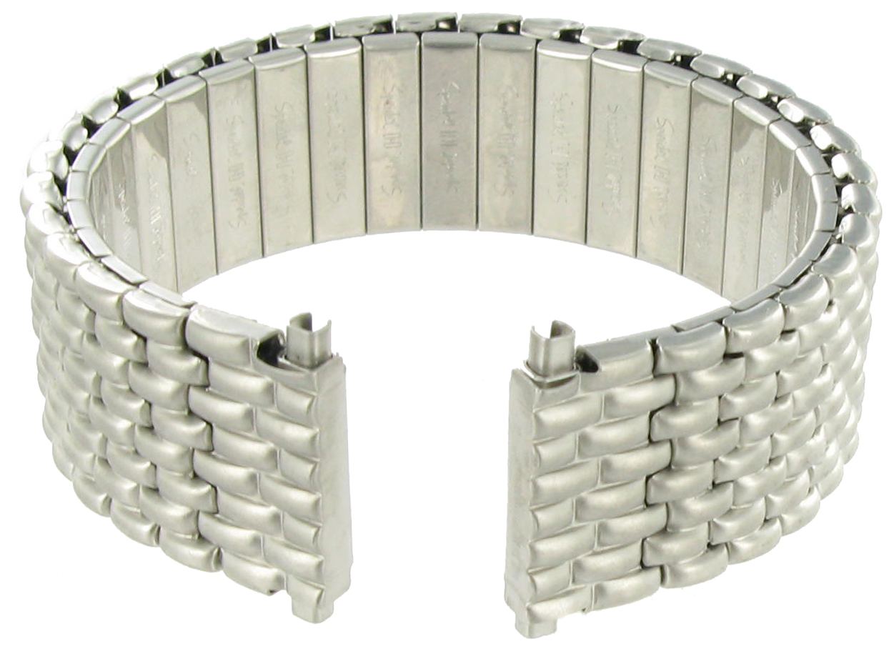 17-21mm Speidel Twist-O-Flex Silver Tone Matte Finish Mens Watch Band Long 1256