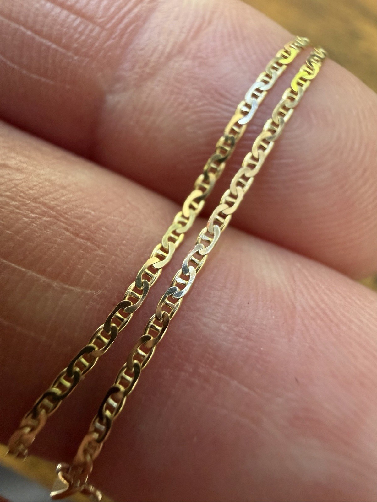 New! SOLID 10K Yellow Gold Mariner Link Bracelet 7 inches 1.2mm