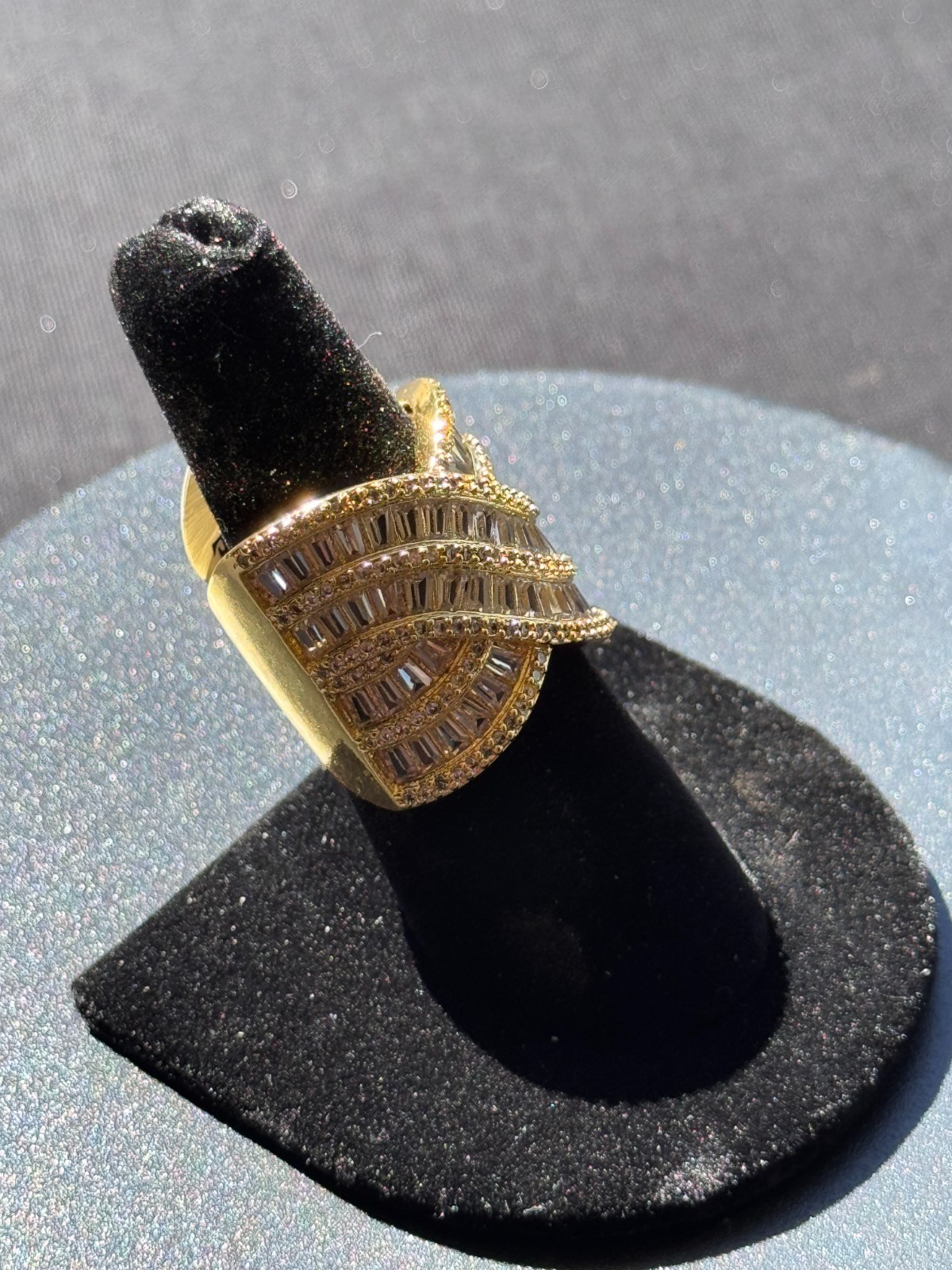Stunning Wave Style Baguette Statement Cocktail Ring Size 7 Free Shipping