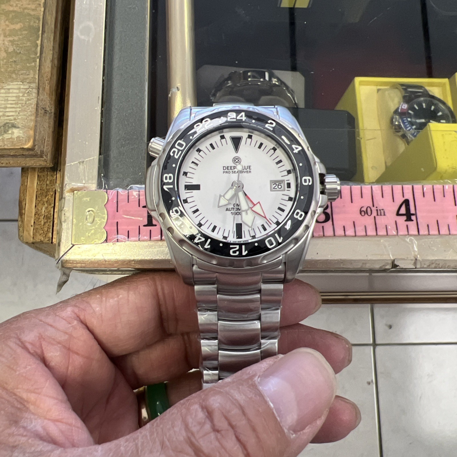 DEEP BLUE🔥 PRO SEA DIVER 1000M EXPEDTION GMT AUTOMATIC CERAMIC BEZEL WHITE NEW!