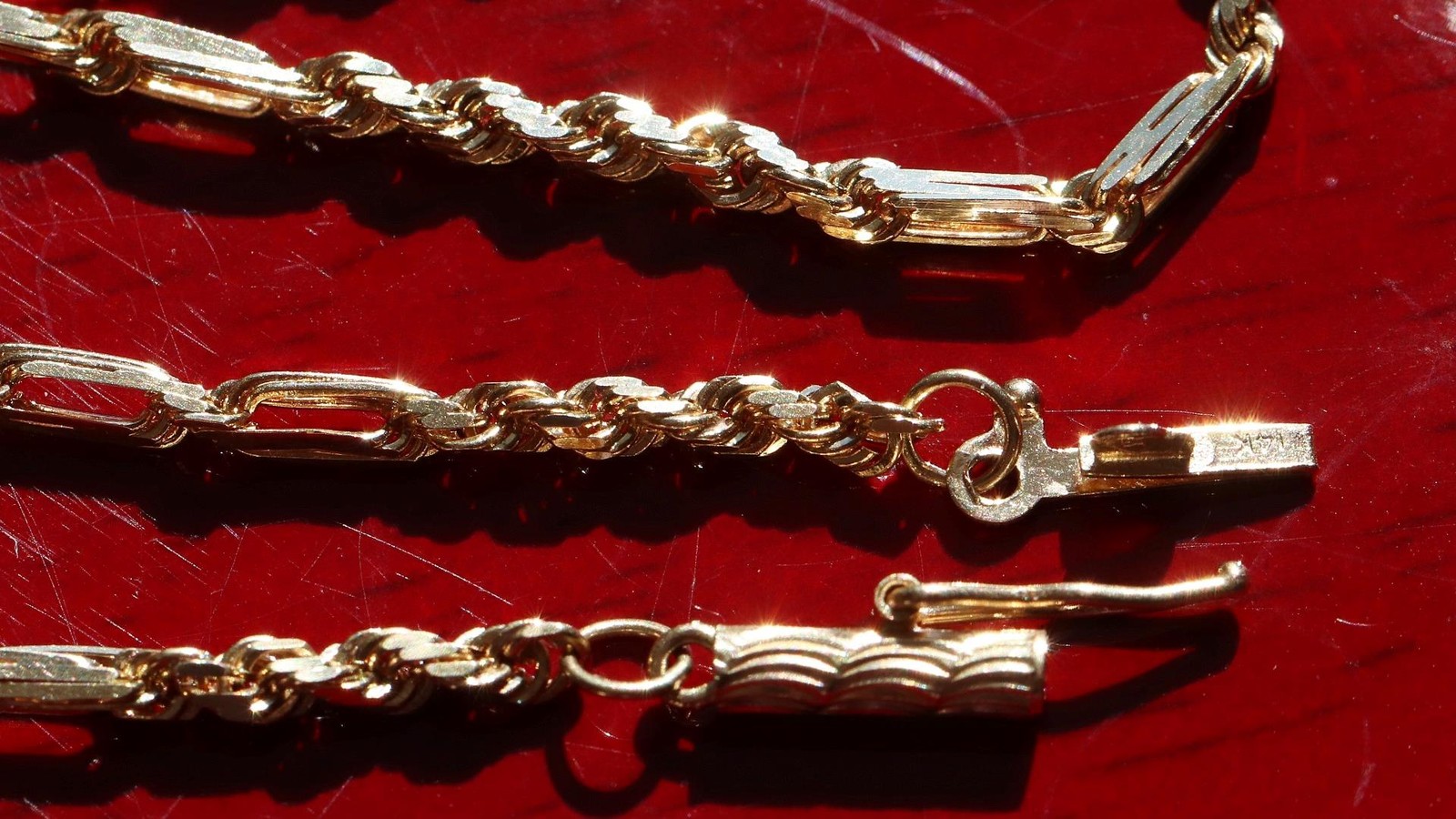14k yellow gold necklace 20.0″ Figarope chain vintage 7.90gr N3637 Fortunoff