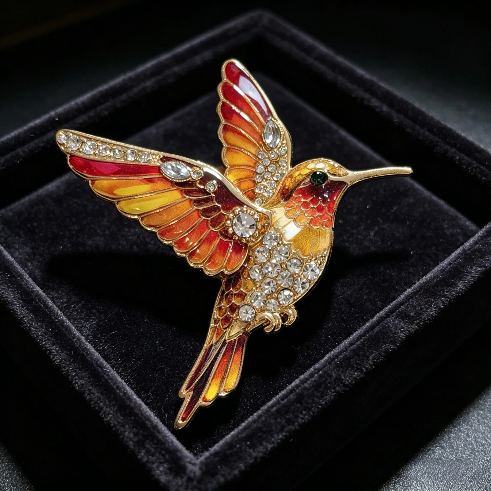 Luxury Rhinestone Hummingbird Brooch Bird Animal Pin Spring Summer Jewelry Gift
