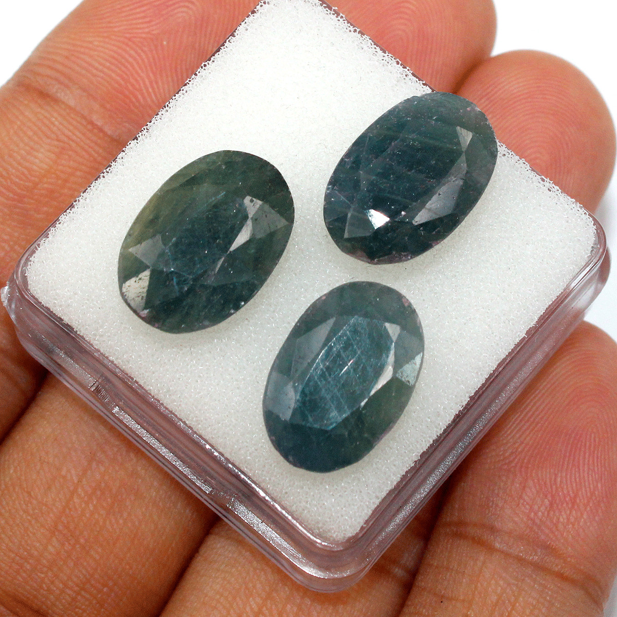 3 Pcs Madagascar Natural Blue Sapphire 15.4mm-15.7mm Oval Faceted Cut Gemstones
