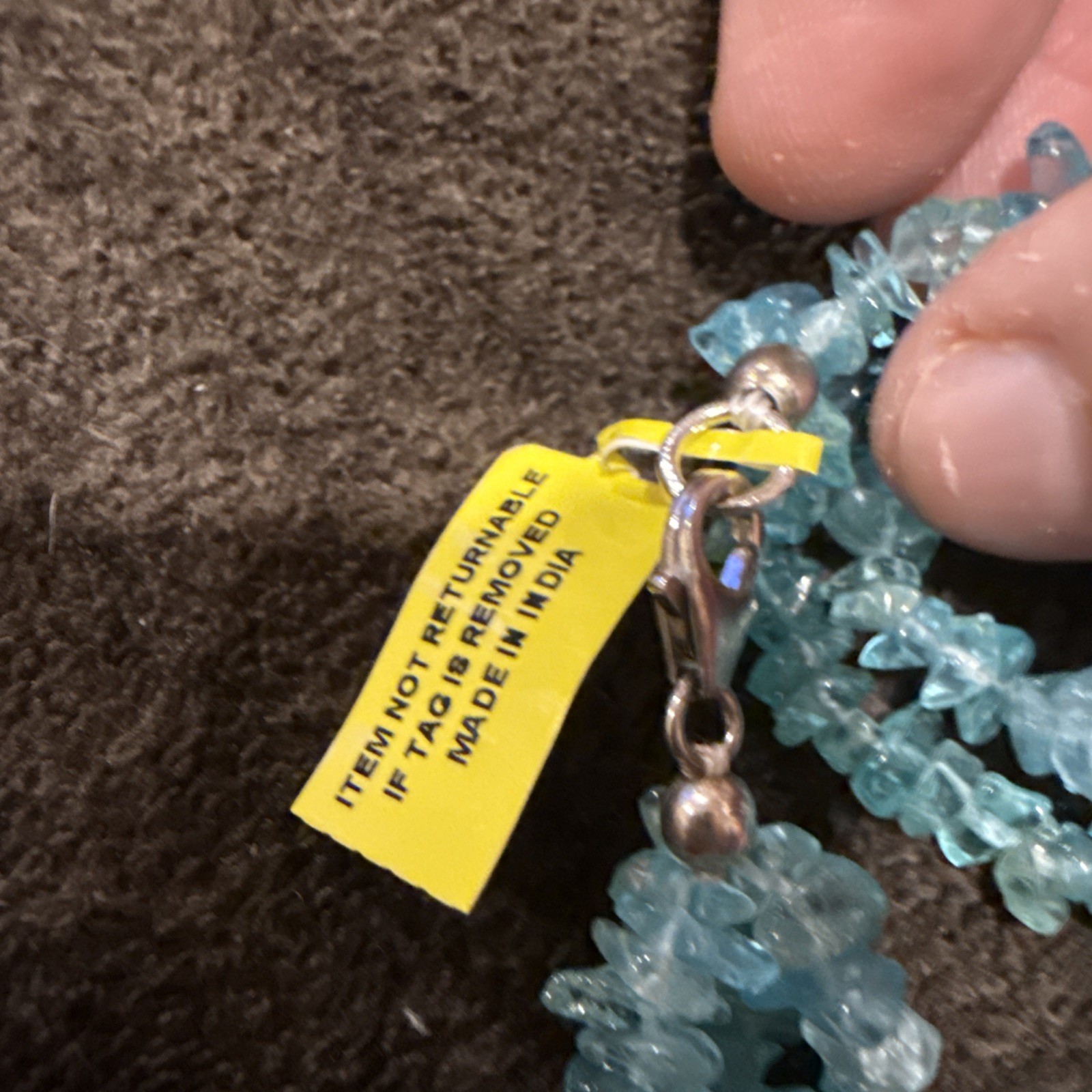 Blue Apatite Triple Strand Necklace With Sterling Clasp 20” Long With Tag