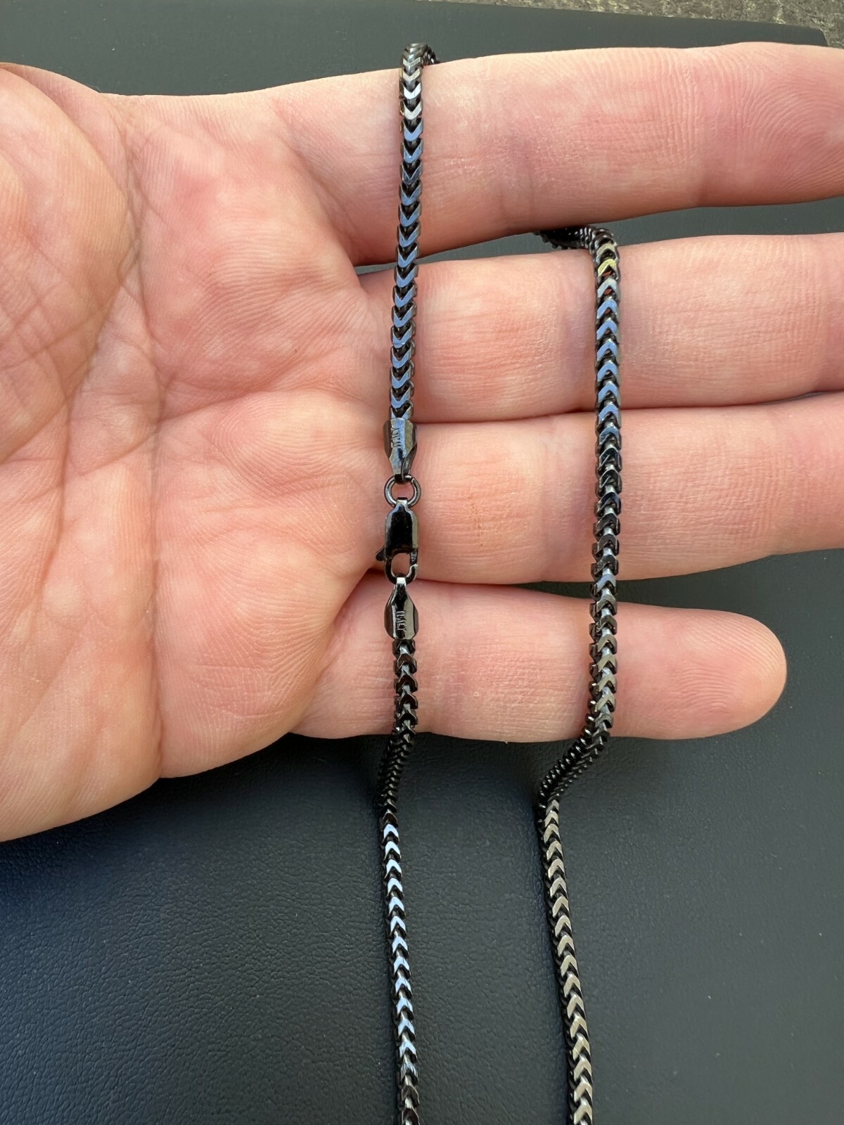 Franco Chain 2.5mm Necklace Black Oxidized Rhodium Over Real 925 Sterling Silver