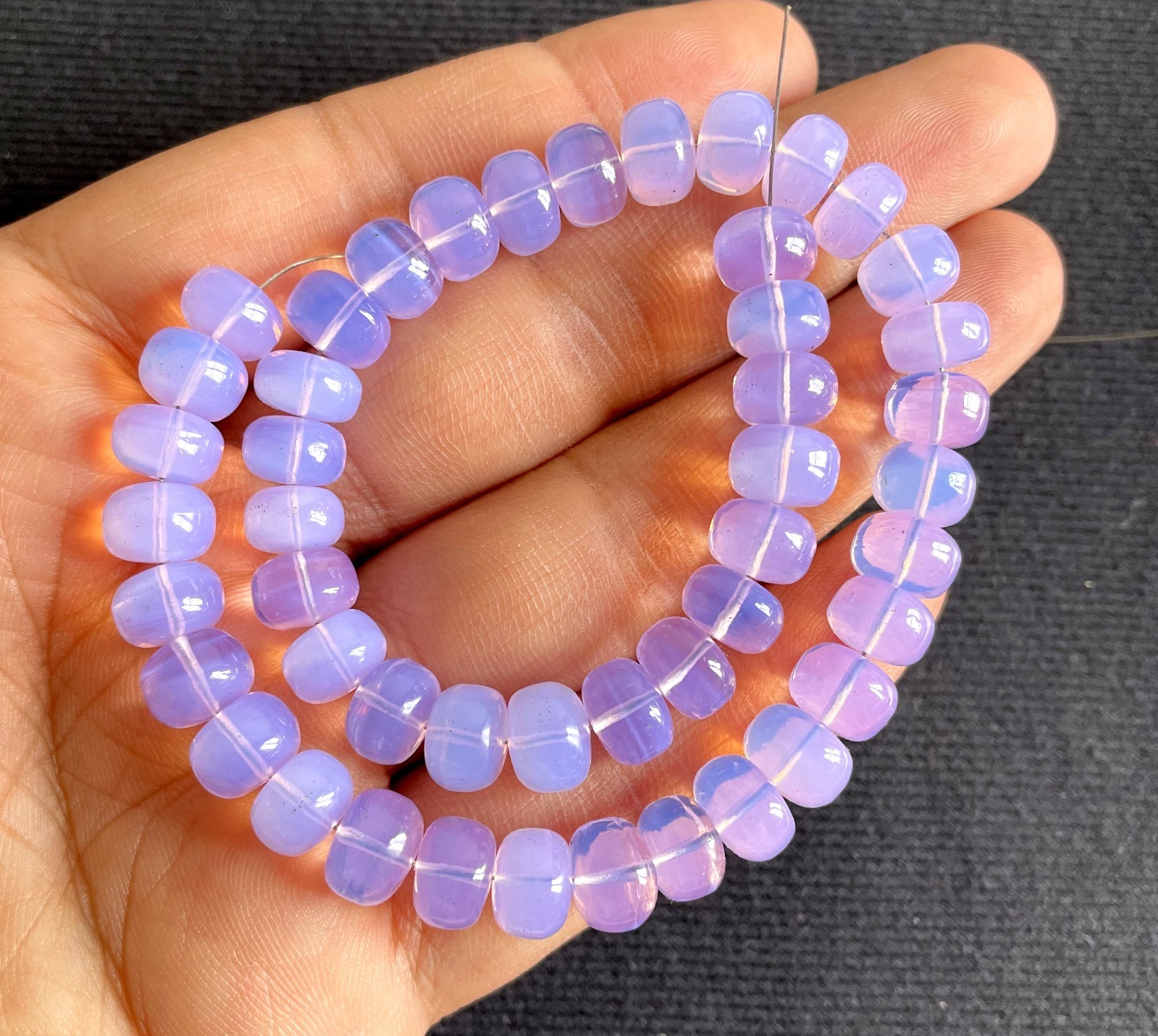 Adorable Lavender Quartz Smooth Rondelle Beads 8 Inch Strand For Jewelry Making