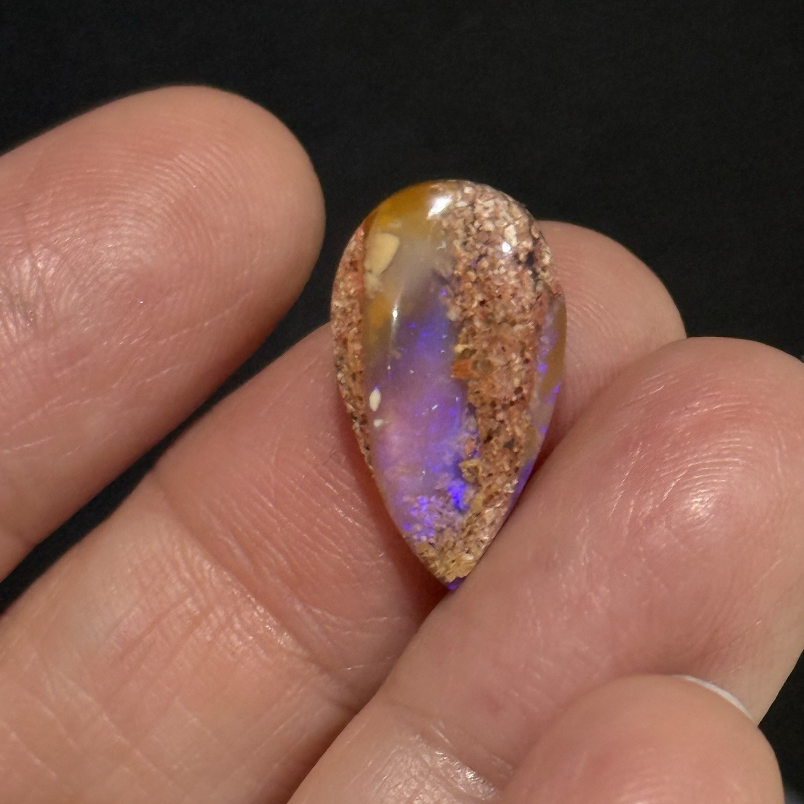5.85ct 19.2x11x4.7mm Purple Crystal Pipe Australian Boulder Opal Cabochon Gem