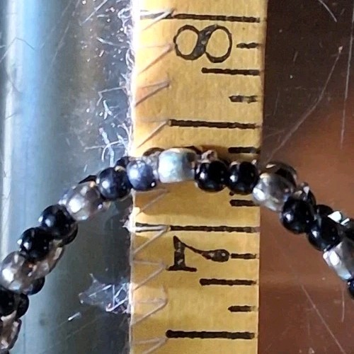 Vtg Gothic Black Beaded Panel Choker Necklace Silver Tone Victorian Rhinestone