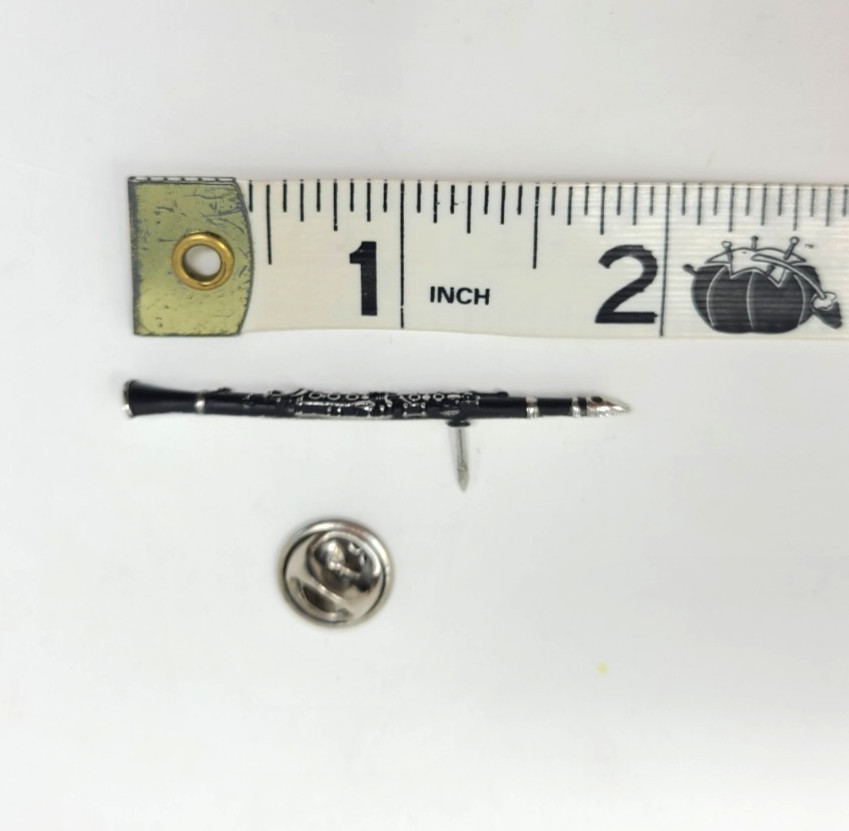 Future Primitive Clarinet Pin detailed musician 2 inches tie tack metal black