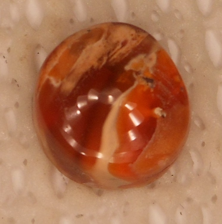4.35ct Mexican Fire Opal 10.9mm x 6.1mm Round Orange White
