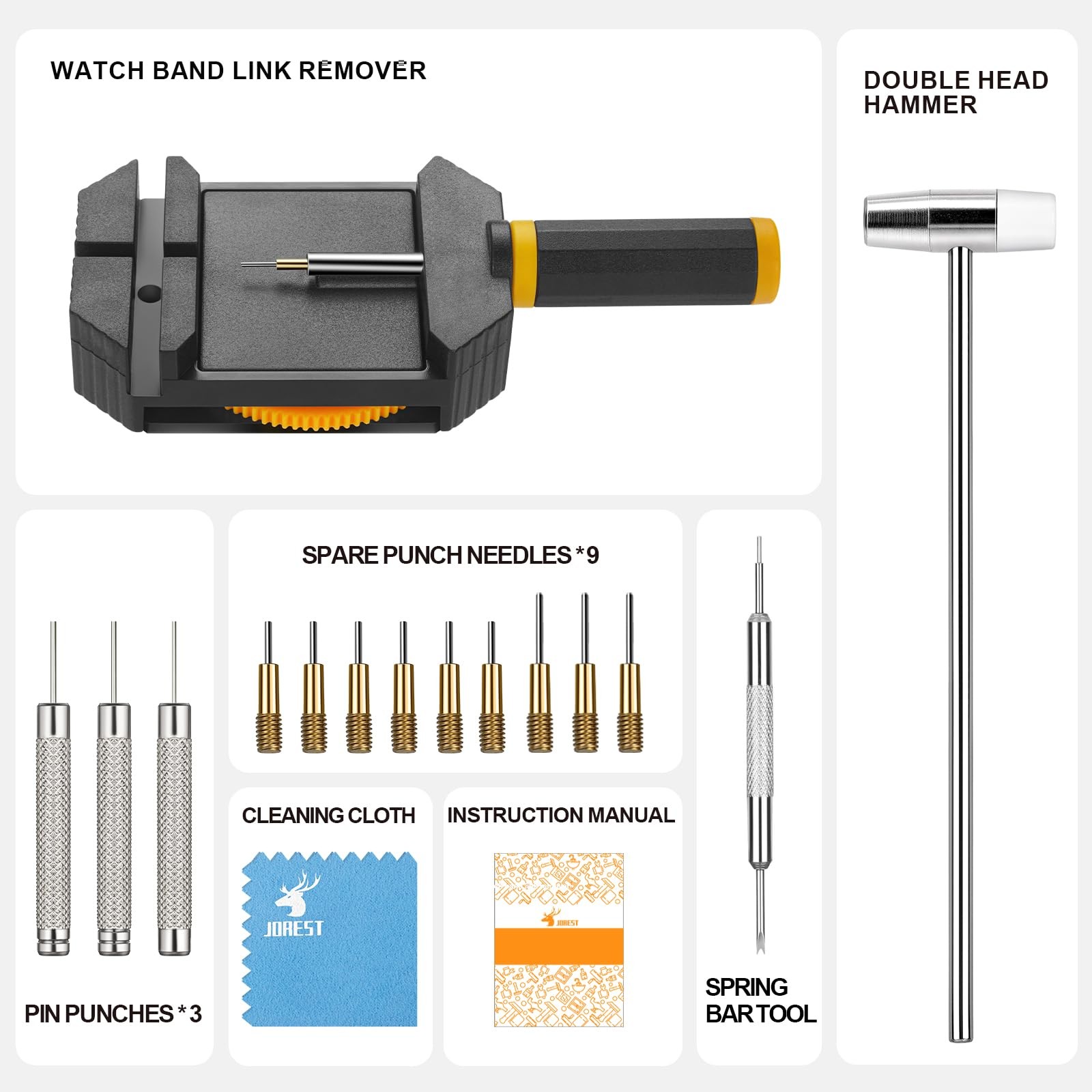 Watch Link Removal Kit, Resizing Tool for Bracelet Adjustment & Replacement, Pin