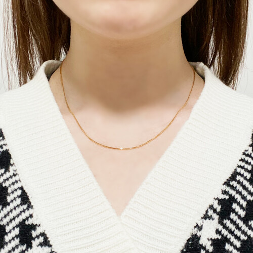 18K Solid Yellow Gold 1.0mm Box Chain Necklace 16.5″ with Joint Loop MIJapan