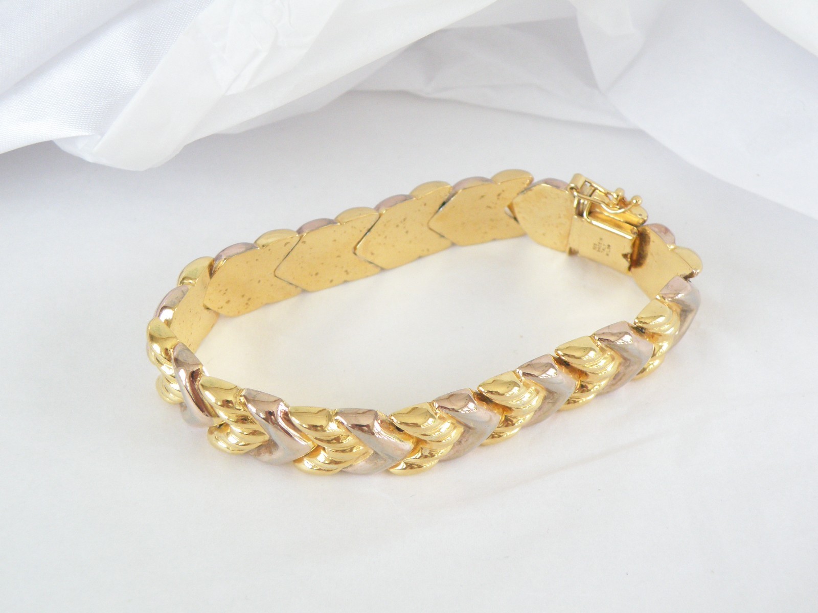 Vintage Milor Italy Sterling Silver 925 Gold on Spiga Wheat Link Bracelet 7.5″