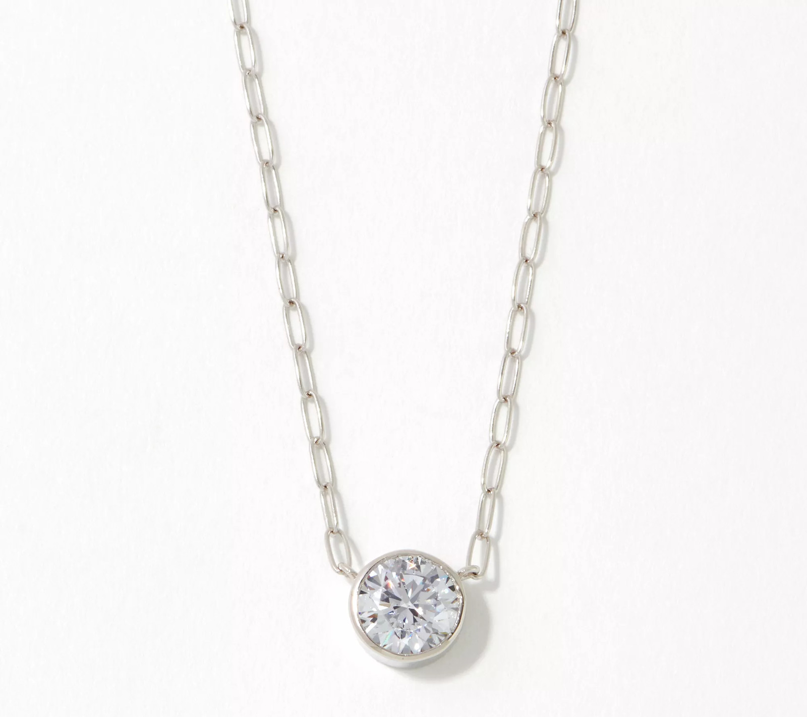 Diamonique 2 cttw Bezel Set Solitaire Necklace, Sterling silver